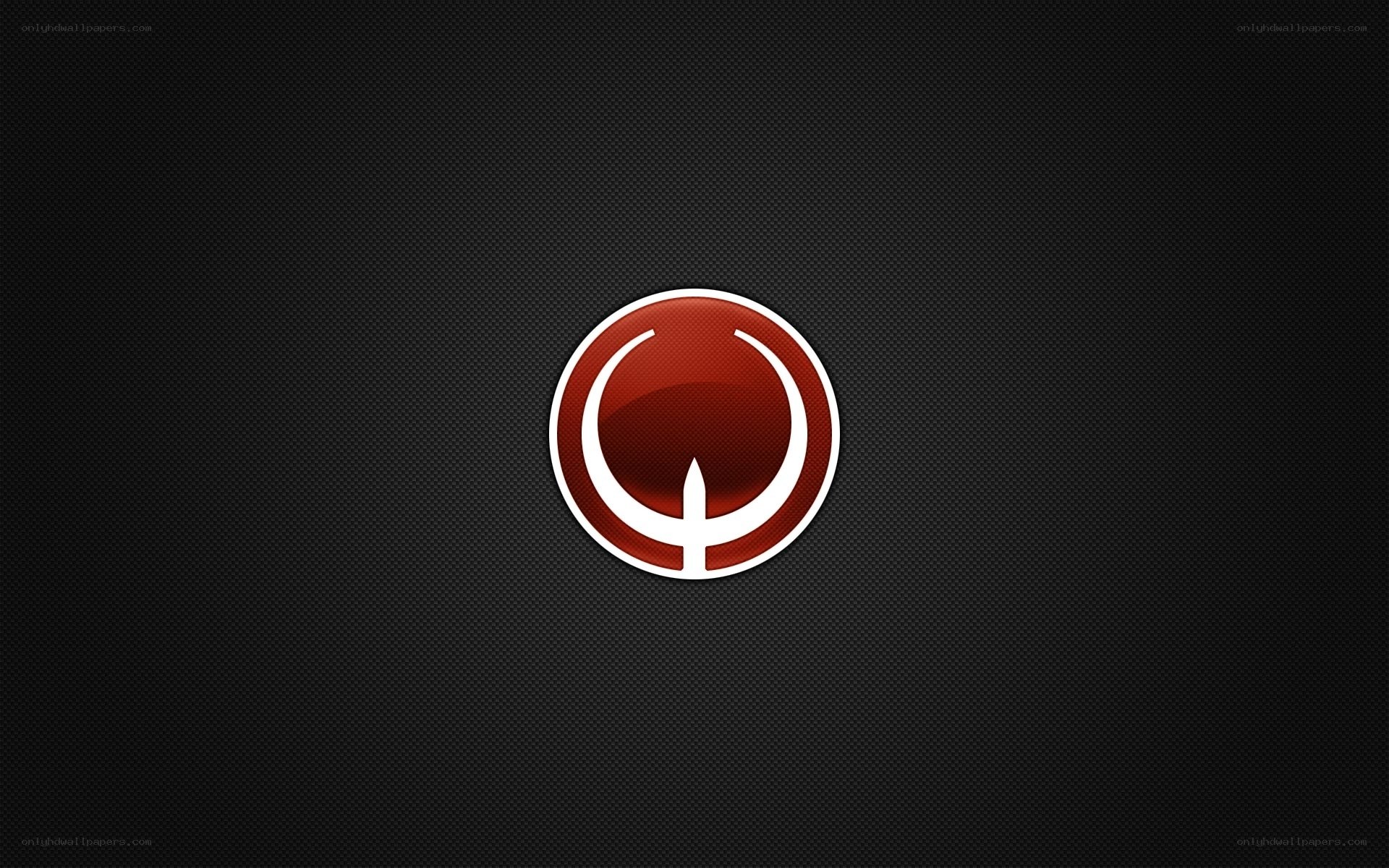 red circular logo on black