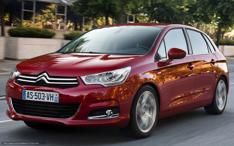 Red Citroen C4 in motion