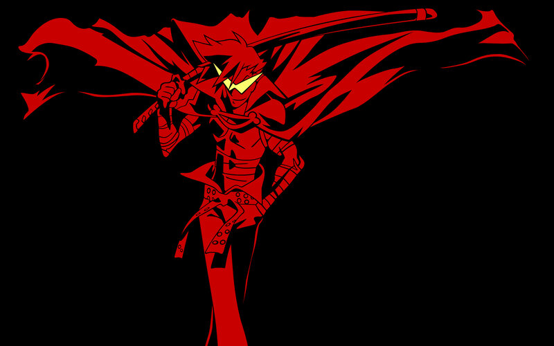 red-clad warrior with sword
