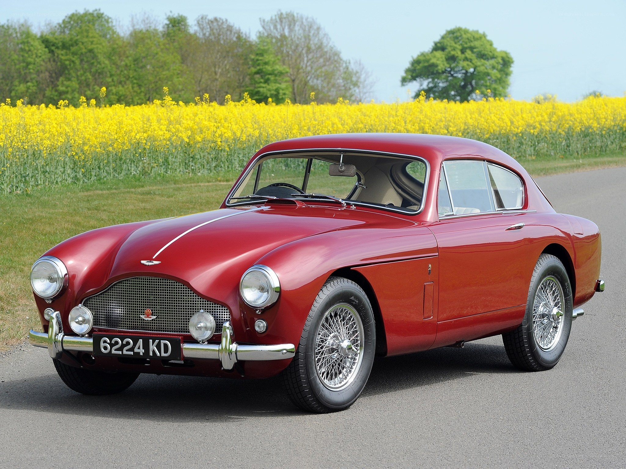 Red classic Aston Martin car