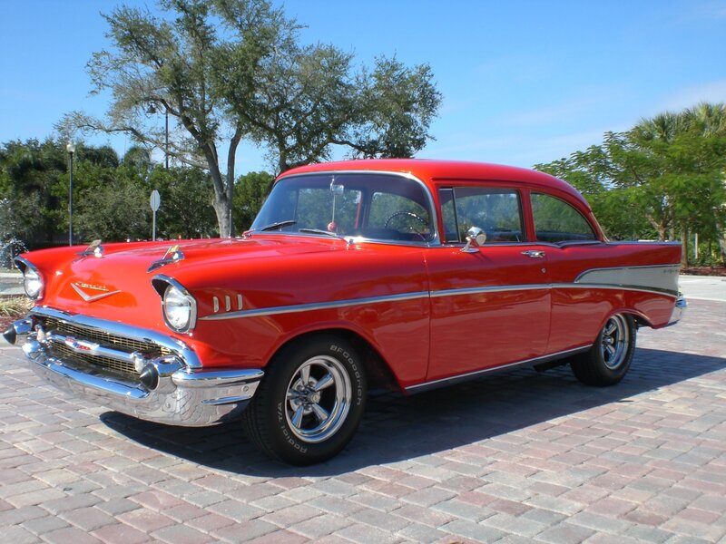 Red Classic Car — Bright, Afternoon