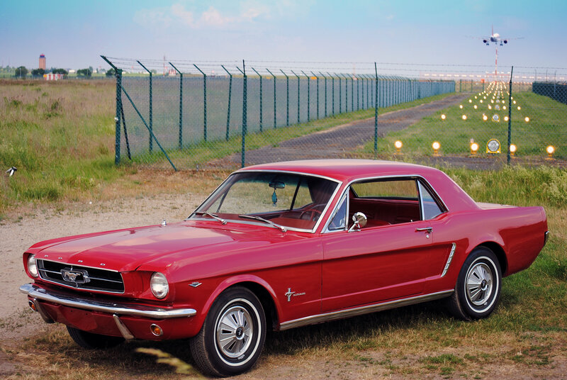 Red Classic Car — Calm, Afternoon, Photograph, Airplane, Fence