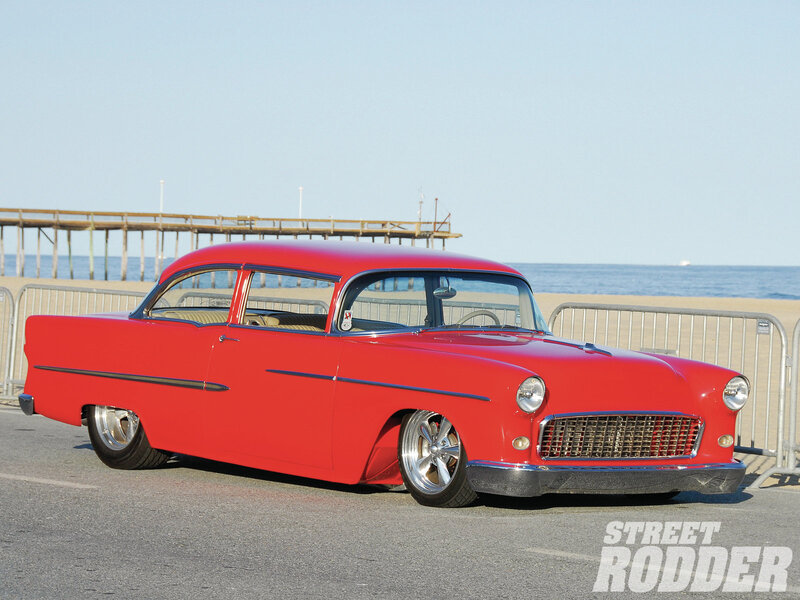 Red Classic Car — Calm, Afternoon, Photograph, Beach