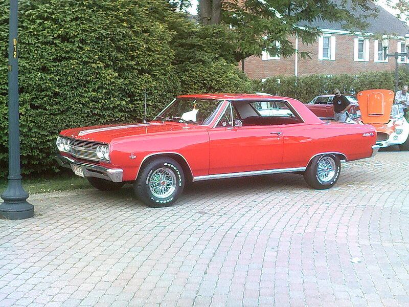 Red Classic Car — Calm, Afternoon, Photograph, Hedge