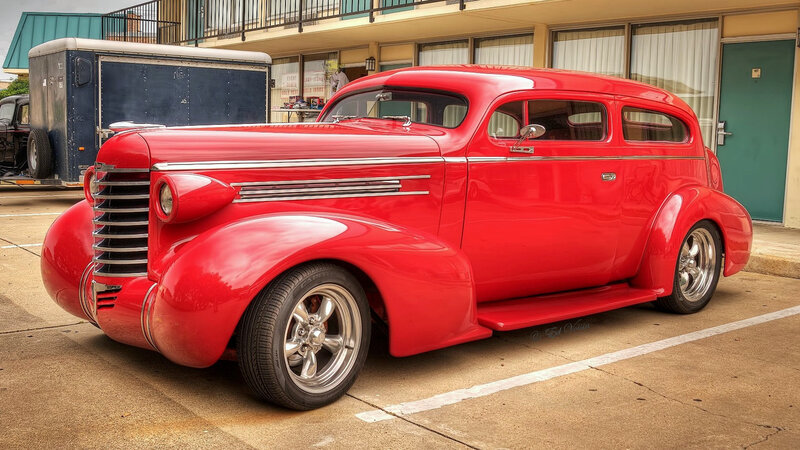 Red Classic Car — Calm, Afternoon, Photograph, Trailer