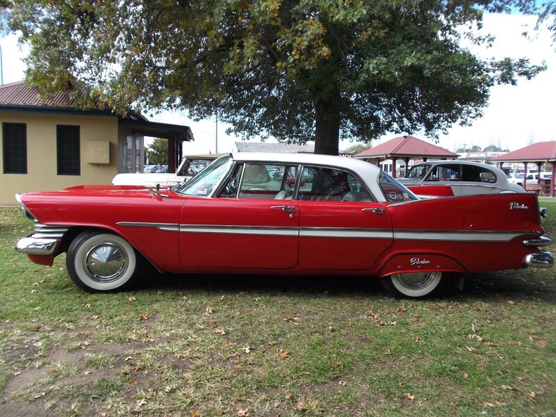 Red Classic Car — Calm, Afternoon, Photograph, Tree