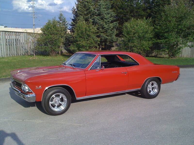 Red Classic Car — Calm, Afternoon, Photograph, Trees, Fence