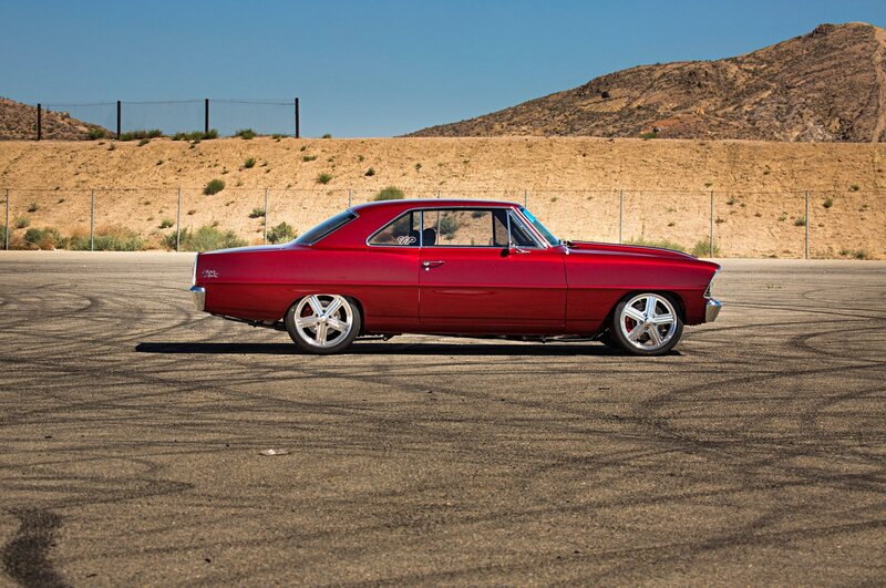 Red Classic Car — Dramatic, Afternoon, Photograph, Asphalt
