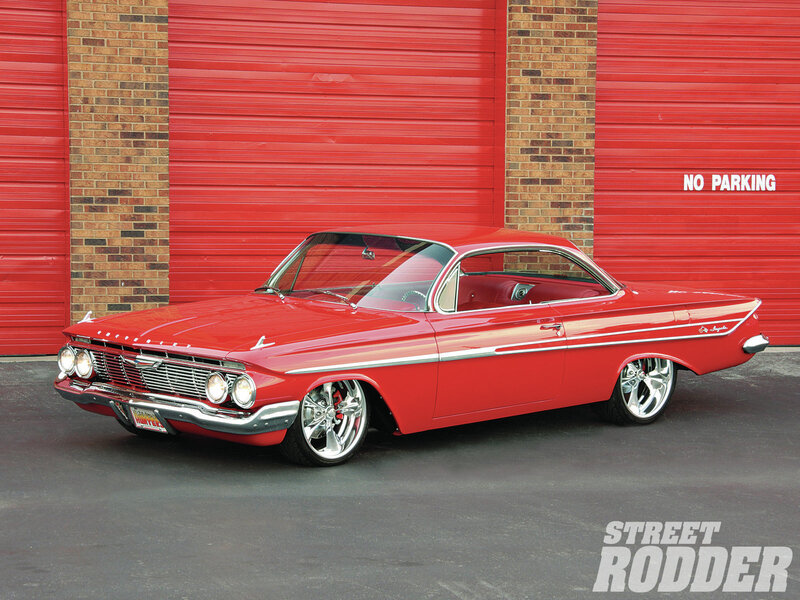 Red Classic Car — Dramatic, Afternoon, Photograph, Garage Door