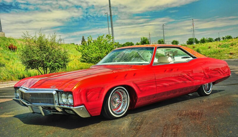 Red Classic Car — Dramatic, Afternoon, Photograph, Grille