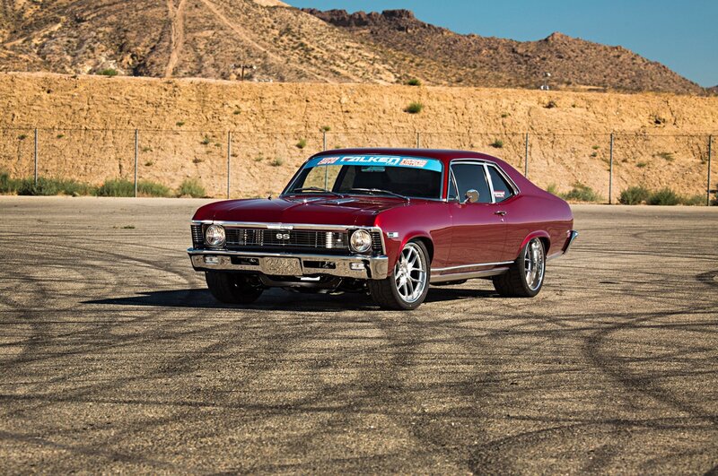 Red Classic Car — Dramatic, Afternoon, Photograph, Mountain