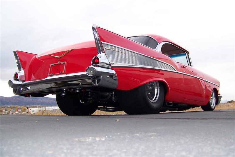 Red Classic Car — Dramatic, Afternoon, Photograph, Road