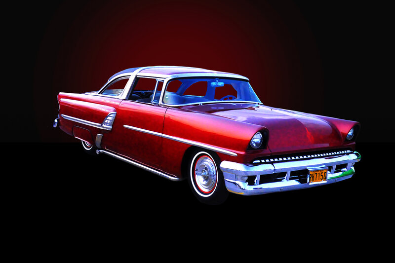 Red Classic Car — Dramatic, Digital Art, License Plate