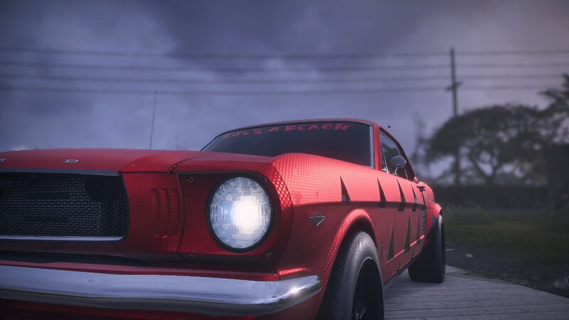 Red Classic Car — Dramatic, Night, 3d Render