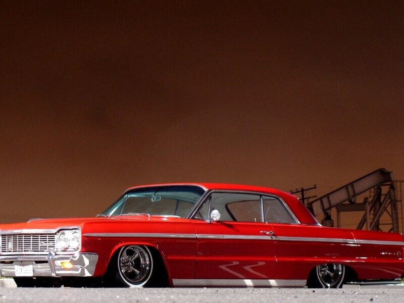 Red Classic Car — Dramatic, Night, Photograph, Sky