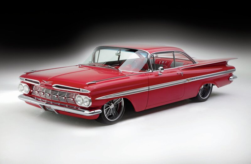 Red Classic Car — Dramatic, Photograph, Chrome Grille, Silver Trim