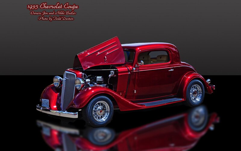 Red Classic Car — Dramatic, Photograph, Engine, Reflection