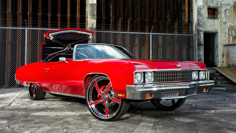 Red Classic Car — Dramatic, Photograph, Fence