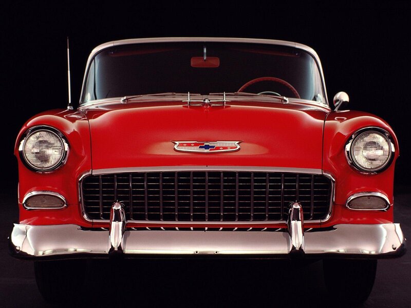 Red Classic Car — Dramatic, Photograph, Grille, Headlights