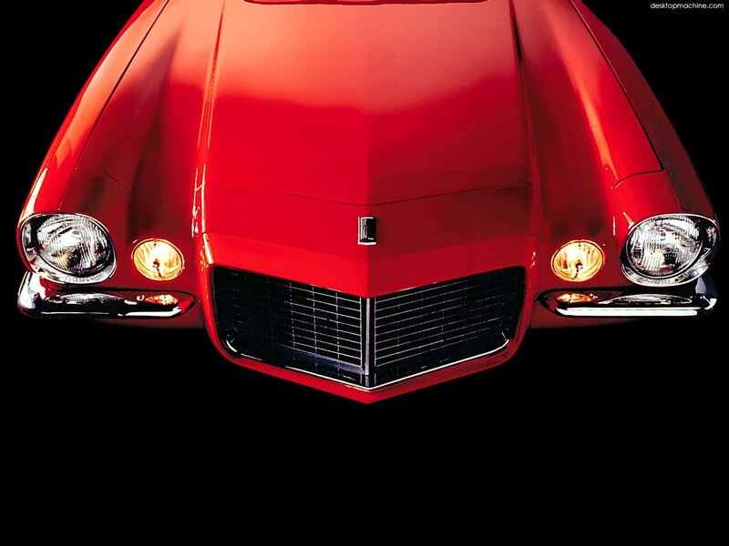 Red Classic Car — Dramatic, Photograph, Headlights, Grille, Hood
