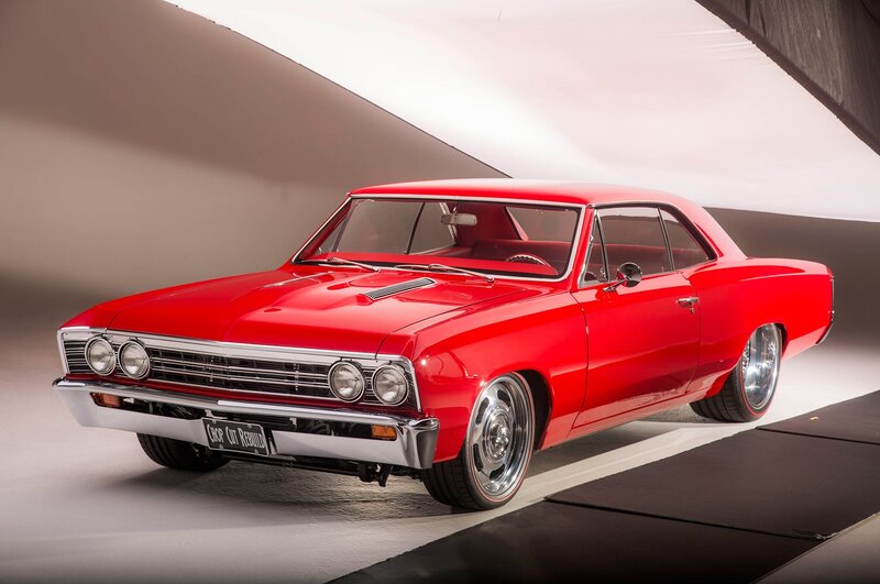 Red Classic Car — Dramatic, Photograph, Studio