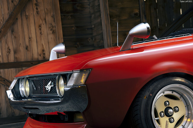 Red Classic Car — Dramatic, Photograph, Wood Wall