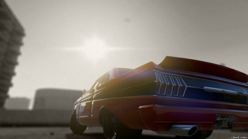 Red Classic Car — Dramatic, Sunset, 3d Render, Sun