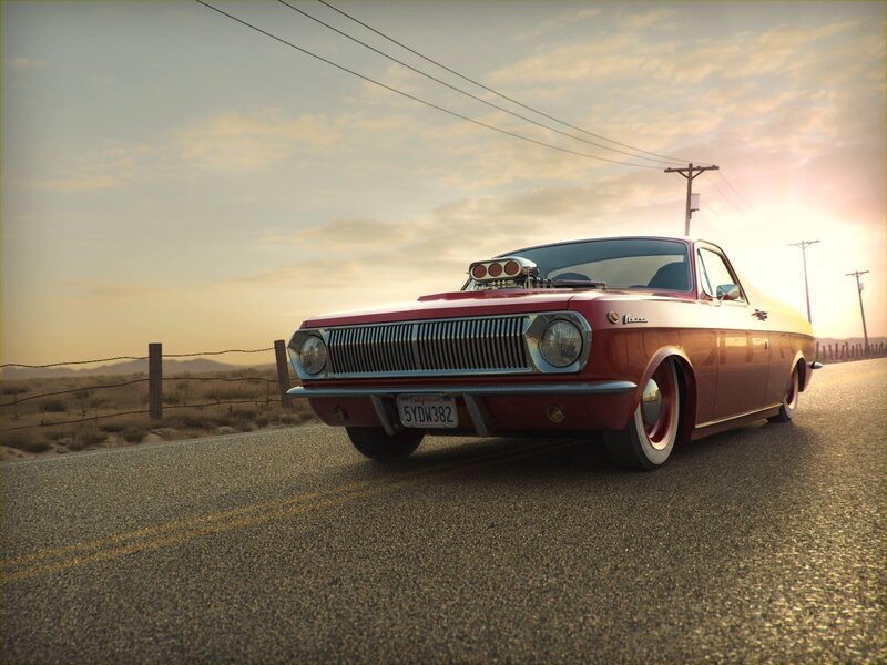 Red Classic Car — Dramatic, Sunset, 3d Render