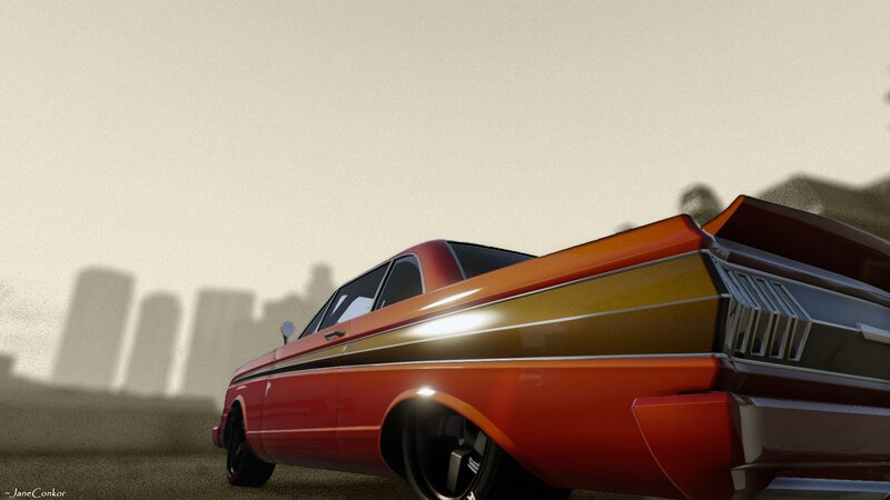 Red Classic Car — Dramatic, Sunset, Digital Art