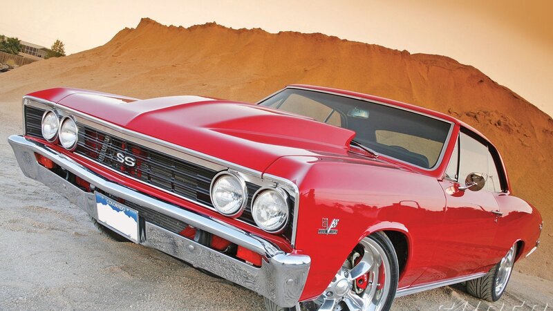 Red Classic Car — Dramatic, Sunset, Photograph, Sand Dune