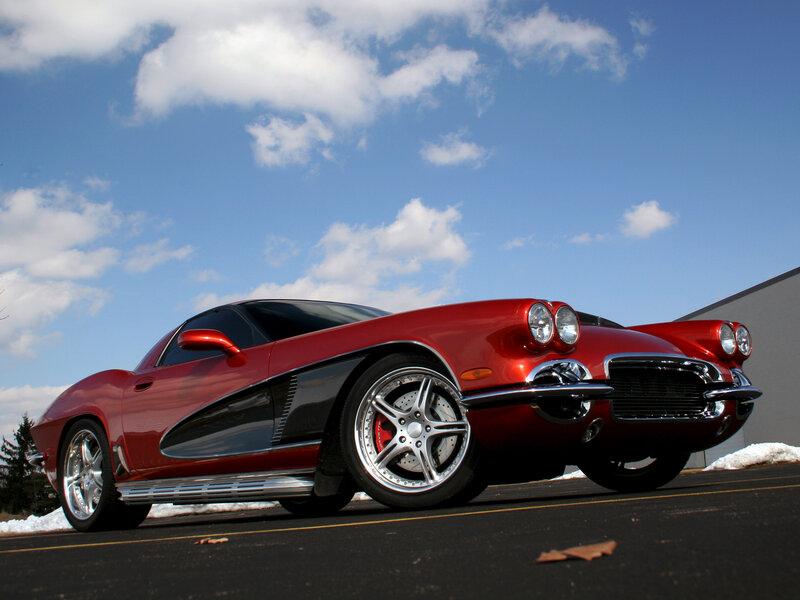 Red Classic Car — Dramatic, Winter