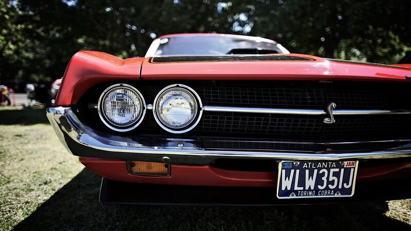 Red Classic Car Front — Dramatic, Afternoon, Photograph, Grille
