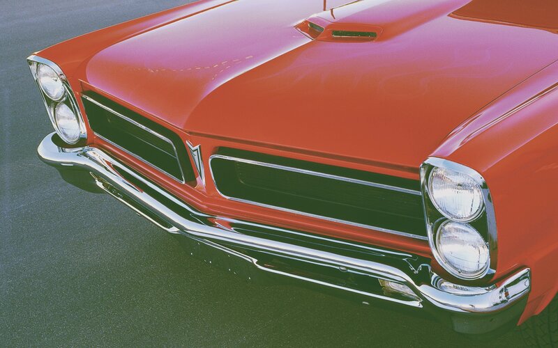 Red Classic Car Front — Dramatic, Afternoon