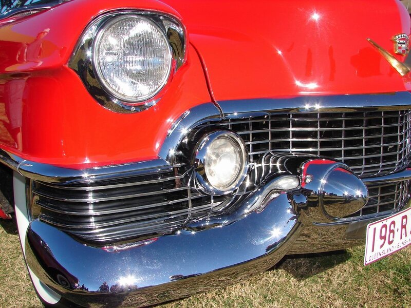red classic car front view