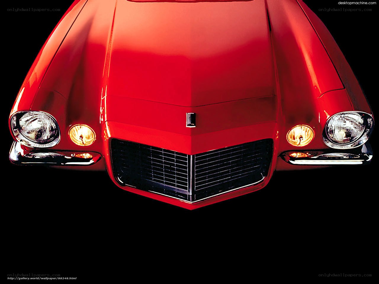 Red classic car front view