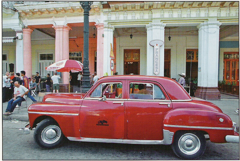 Red classic car in Havana street