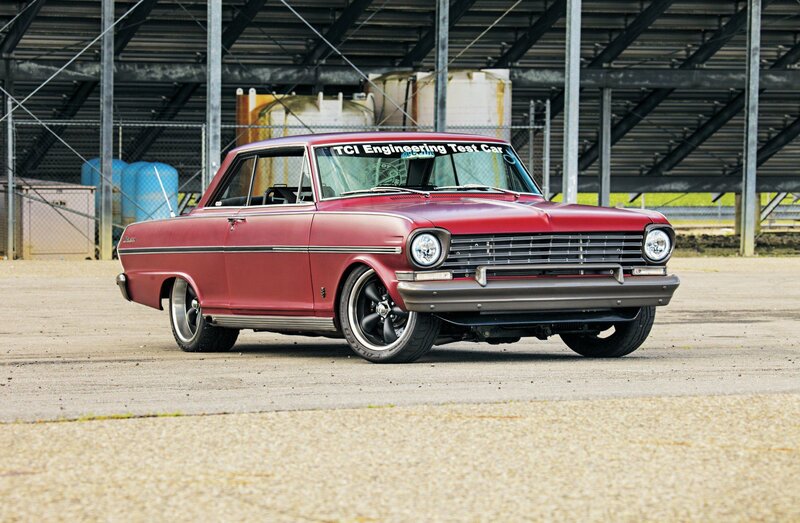 Red Classic Car — Industrial, Afternoon