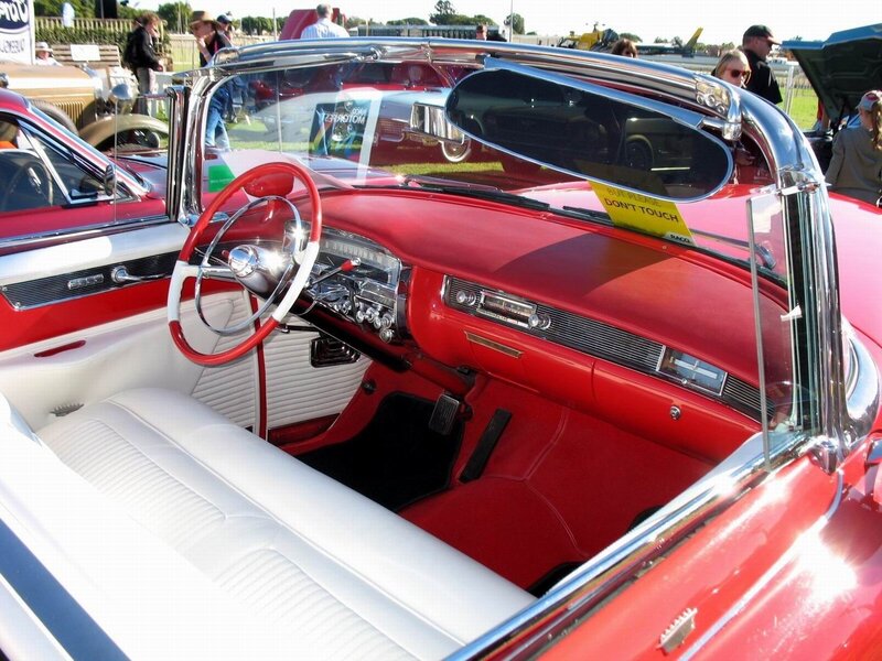 Red classic car interior