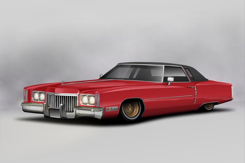 Red Classic Car — Neutral, Digital Art