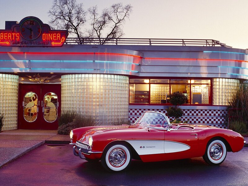 Red Classic Car — Nostalgic, Sunset, Photograph