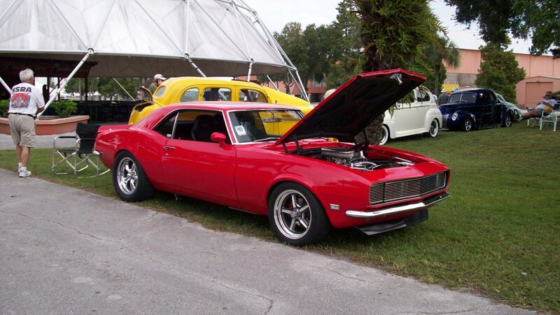 Red Classic Car — Outdoor, Afternoon, Photograph, Car Show, Classic Cars, Tents