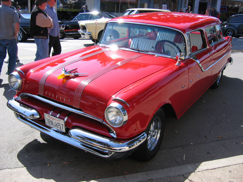 Red Classic Car — Outdoor, Afternoon, Photograph, People, Other Cars, Street