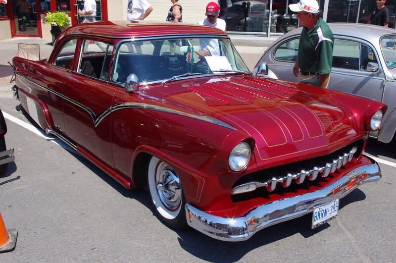 Red Classic Car — Outdoor, Afternoon, Photograph, People