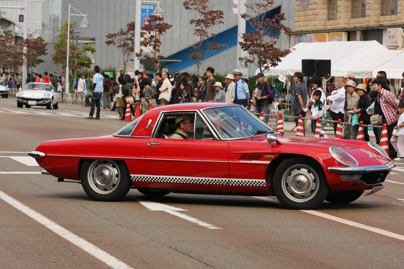 Red classic car parade