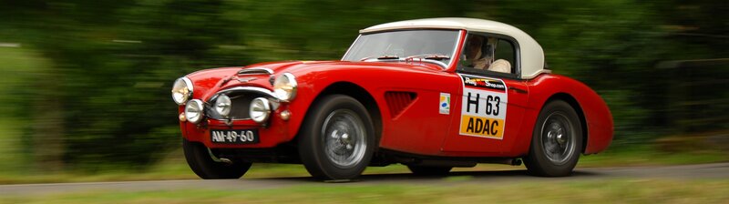 Red classic car racing