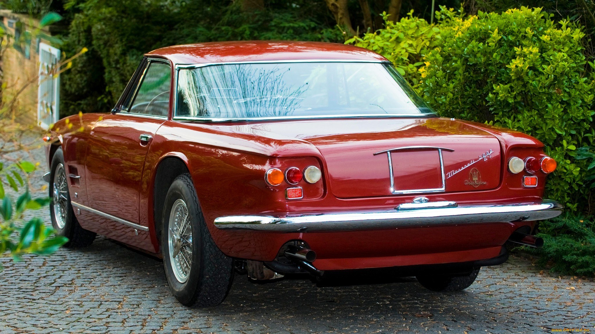 red classic car rear view