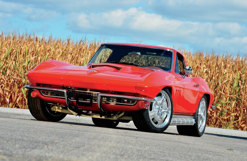 Red Classic Car — Serene, Afternoon, Photograph, Cornfield