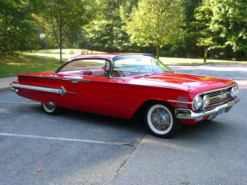 Red Classic Car — Serene, Afternoon, Photograph, Parking Lot