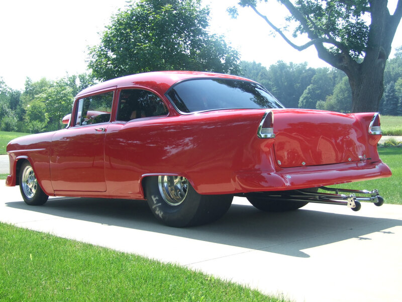 Red Classic Car — Serene, Afternoon, Photograph, Tree