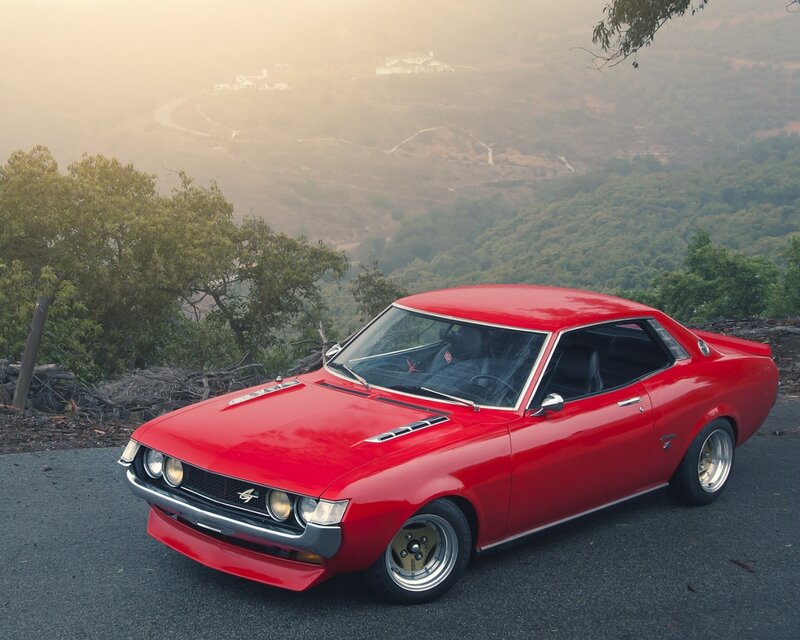 Red Classic Car — Serene, Morning, Photograph